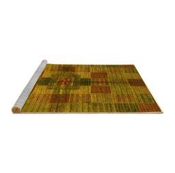 Sideview of Machine Washable Checkered Yellow Modern Rug, wshabs3185yw