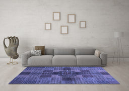 Machine Washable Checkered Blue Modern Rug in a Living Room, wshabs3185blu