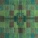 Square Checkered Turquoise Modern Rug, abs3185turq