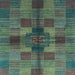 Square Machine Washable Checkered Light Blue Modern Rug, wshabs3185lblu