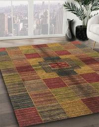 Abstract Light Brown Checkered Rug, abs3185