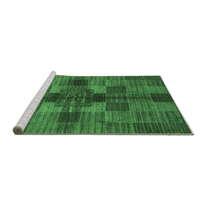 Sideview of Machine Washable Checkered Emerald Green Modern Area Rugs, wshabs3185emgrn