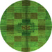 Round Checkered Green Modern Rug, abs3185grn