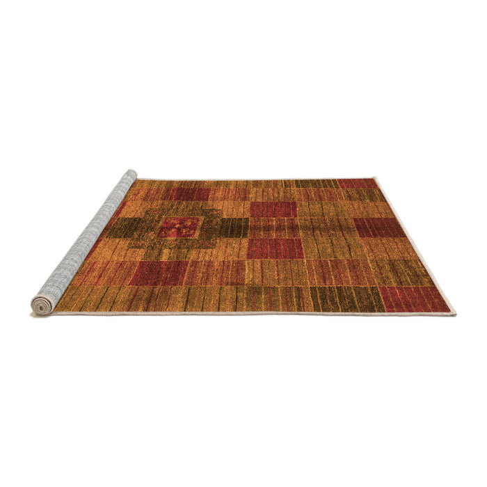 Sideview of Machine Washable Checkered Orange Modern Area Rugs, wshabs3185org