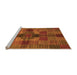 Sideview of Machine Washable Checkered Orange Modern Area Rugs, wshabs3185org