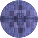 Round Checkered Blue Modern Rug, abs3185blu