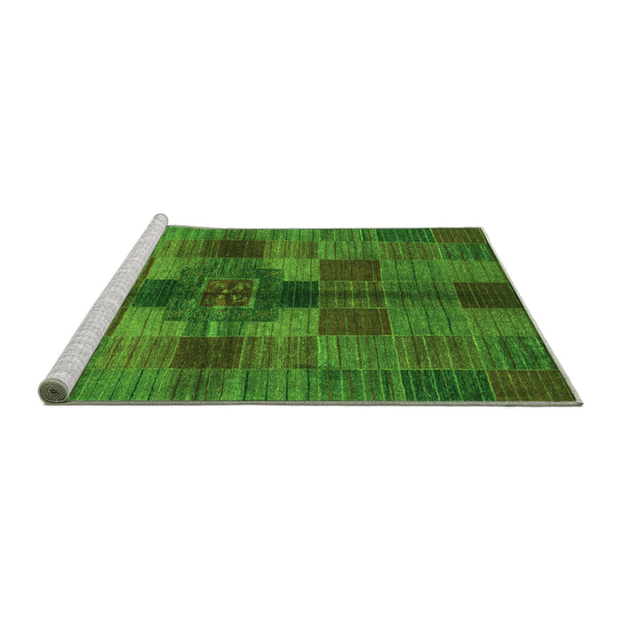 Sideview of Machine Washable Checkered Green Modern Area Rugs, wshabs3185grn