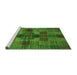 Sideview of Machine Washable Checkered Green Modern Area Rugs, wshabs3185grn