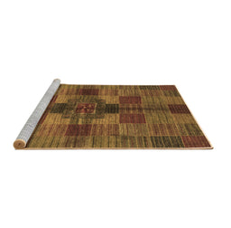 Sideview of Machine Washable Checkered Brown Modern Rug, wshabs3185brn