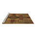 Sideview of Machine Washable Checkered Brown Modern Rug, wshabs3185brn