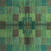 Square Machine Washable Checkered Turquoise Modern Area Rugs, wshabs3185turq