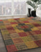 Abstract Light Brown Checkered Rug in Family Room, abs3185