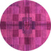 Round Checkered Pink Modern Rug, abs3185pnk