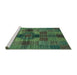 Sideview of Machine Washable Checkered Turquoise Modern Area Rugs, wshabs3185turq