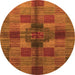 Round Checkered Orange Modern Rug, abs3185org