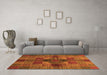 Machine Washable Checkered Orange Modern Area Rugs in a Living Room, wshabs3185org