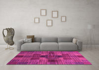 Machine Washable Checkered Pink Modern Rug, wshabs3185pnk