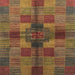 Square Abstract Light Brown Checkered Rug, abs3185