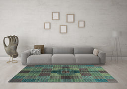 Machine Washable Checkered Light Blue Modern Rug in a Living Room, wshabs3185lblu