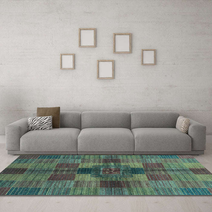 Machine Washable Checkered Light Blue Modern Rug in a Living Room, wshabs3185lblu