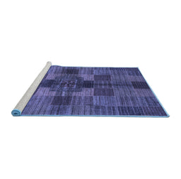 Sideview of Machine Washable Checkered Blue Modern Rug, wshabs3185blu