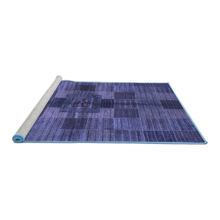 Sideview of Machine Washable Checkered Blue Modern Rug, wshabs3185blu
