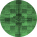 Round Checkered Emerald Green Modern Rug, abs3185emgrn