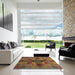 Square Machine Washable Abstract Light Brown Rug in a Living Room, wshabs3185