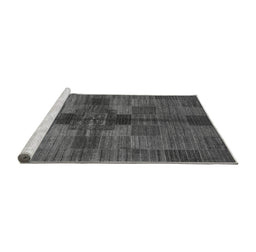 Sideview of Machine Washable Checkered Gray Modern Rug, wshabs3185gry