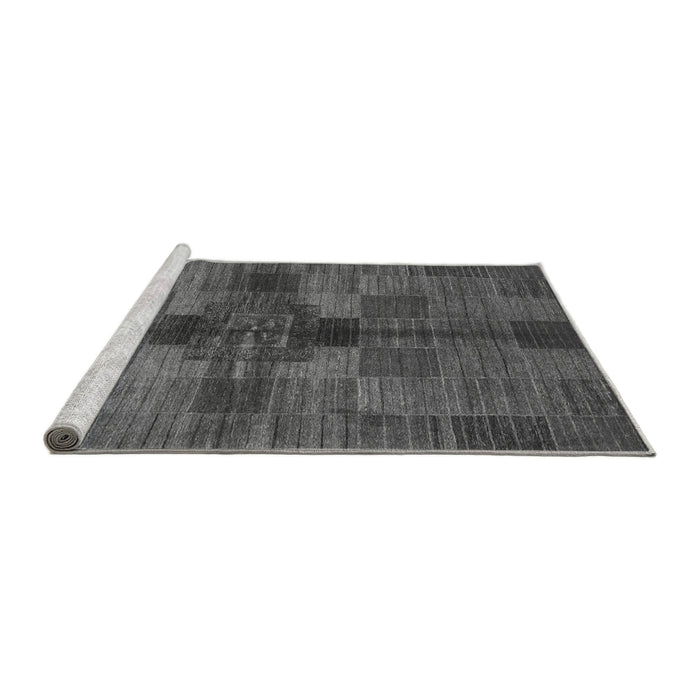 Sideview of Machine Washable Checkered Gray Modern Rug, wshabs3185gry