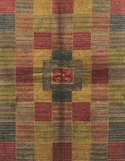 Abstract Light Brown Checkered Rug, abs3185