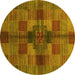 Round Checkered Yellow Modern Rug, abs3185yw