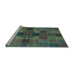 Sideview of Machine Washable Checkered Light Blue Modern Rug, wshabs3185lblu
