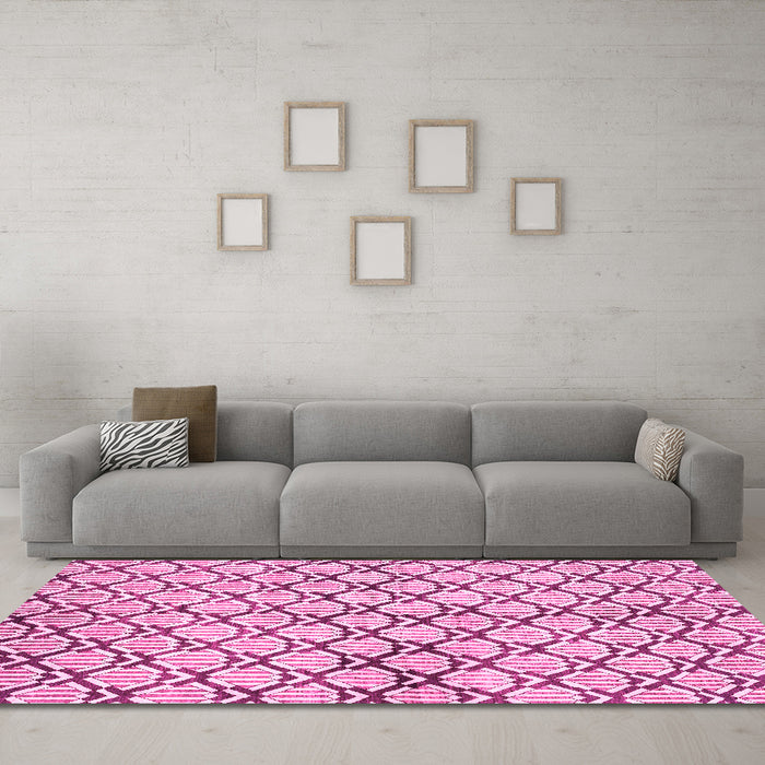 Machine Washable Abstract Pink Modern Rug in a Living Room, wshabs3186pnk