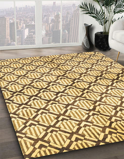 Abstract Mustard Yellow Modern Rug in Family Room, abs3186