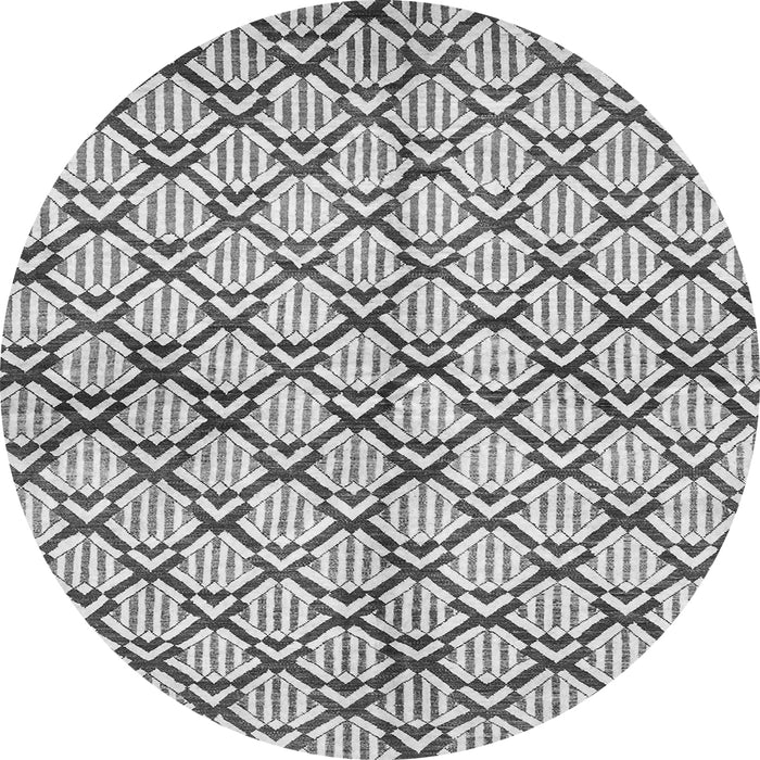 Round Machine Washable Abstract Gray Modern Rug, wshabs3186gry