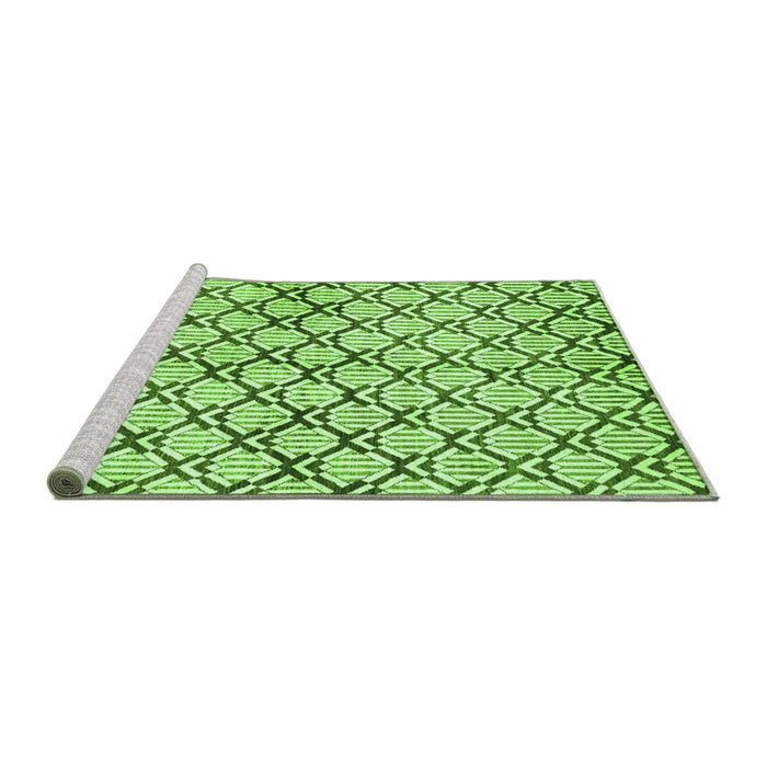 Sideview of Machine Washable Abstract Green Modern Area Rugs, wshabs3186grn