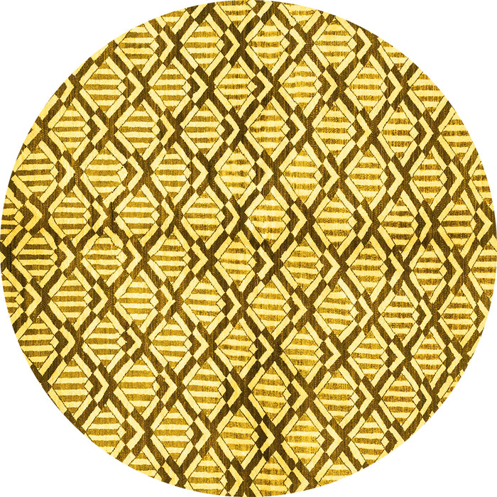 Round Abstract Yellow Modern Rug, abs3186yw