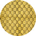 Round Abstract Yellow Modern Rug, abs3186yw