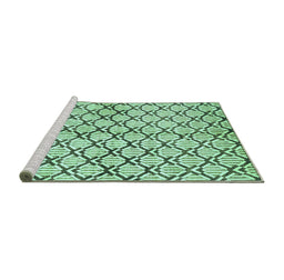 Sideview of Machine Washable Abstract Turquoise Modern Area Rugs, wshabs3186turq