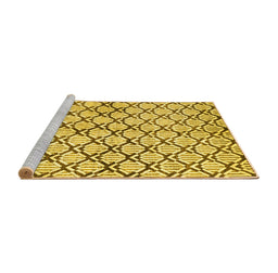Sideview of Machine Washable Abstract Yellow Modern Rug, wshabs3186yw