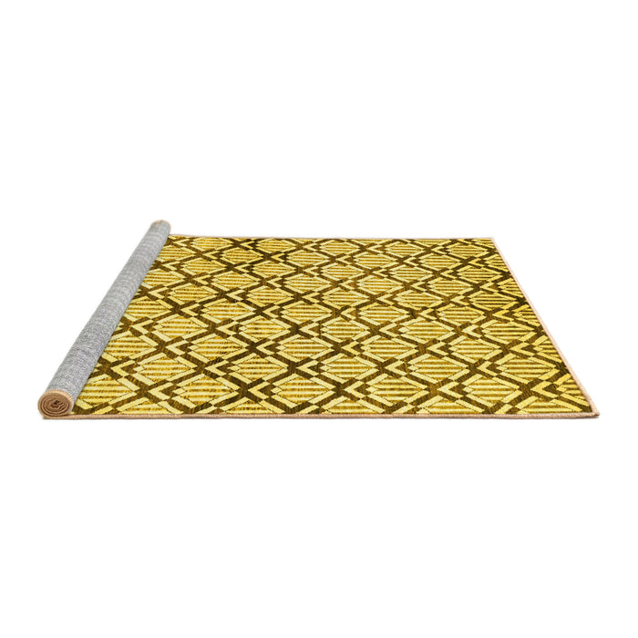 Sideview of Machine Washable Abstract Yellow Modern Rug, wshabs3186yw