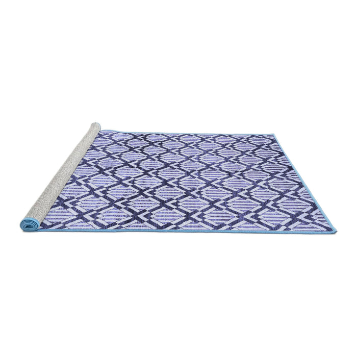 Sideview of Machine Washable Abstract Blue Modern Rug, wshabs3186blu