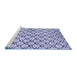 Sideview of Machine Washable Abstract Blue Modern Rug, wshabs3186blu