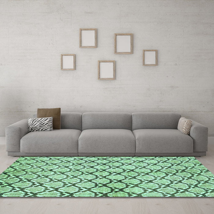 Machine Washable Abstract Turquoise Modern Area Rugs in a Living Room,, wshabs3186turq