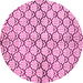 Round Machine Washable Abstract Pink Modern Rug, wshabs3186pnk