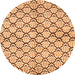 Round Machine Washable Abstract Orange Modern Area Rugs, wshabs3186org