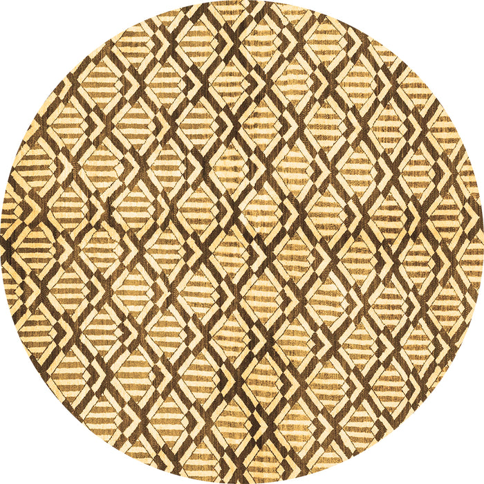 Round Abstract Brown Modern Rug, abs3186brn