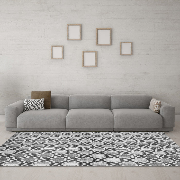 Machine Washable Abstract Gray Modern Rug in a Living Room,, wshabs3186gry