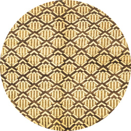 Round Machine Washable Abstract Mustard Yellow Rug, wshabs3186
